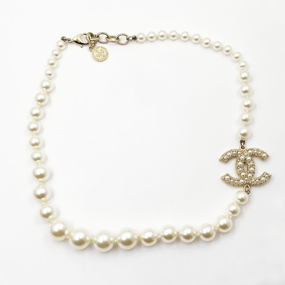 Chanel Gold CC Pearl Short Pearl Necklace 100 Year Anniversary - Picture 1 of 5